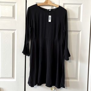 NWT Old Navy Black Dress with Trumpet Sleeves